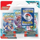 Booster Triplo 19 Cartas Pokémon Escarlate e Violeta 9 Amigos de Jornada